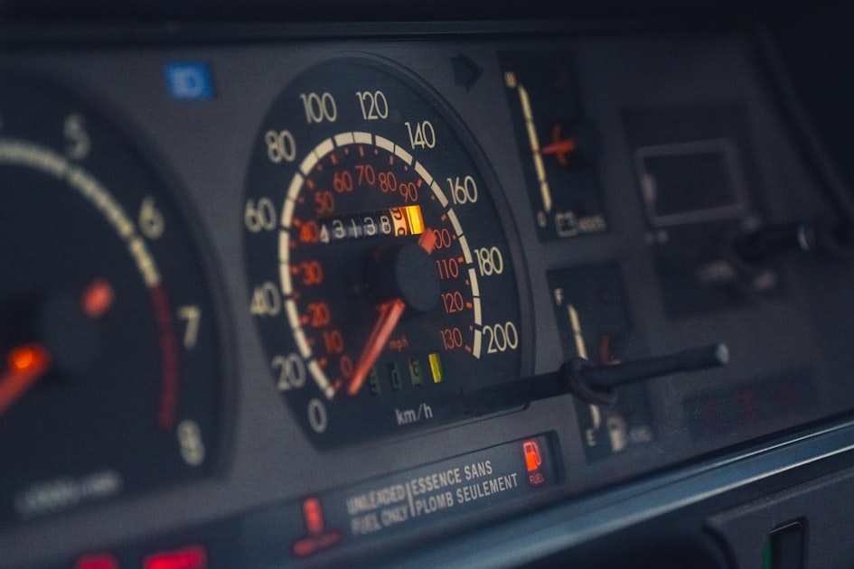 a close up of a speedometer on a car